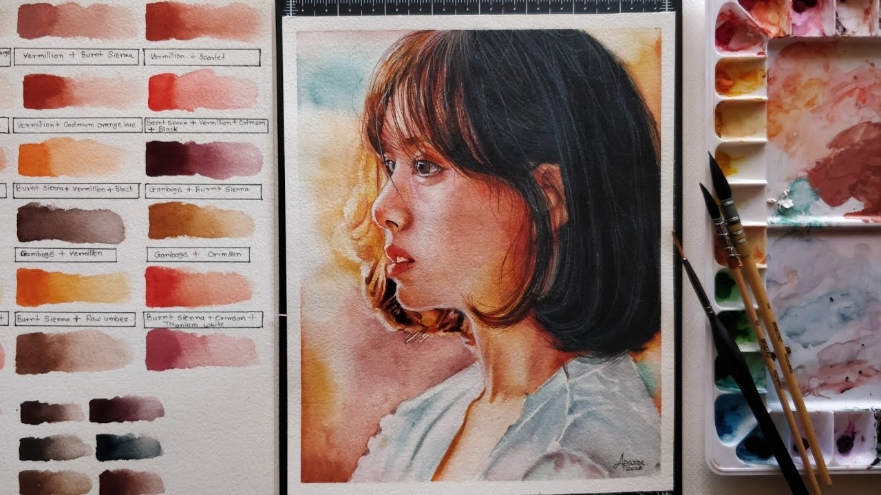 Watercolor portrait tutorial thumbnail